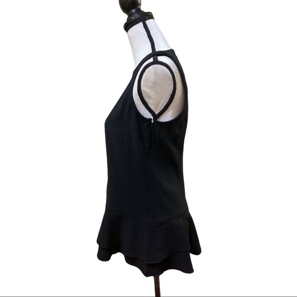 Ann Taylor Black Ruffle Shoulder Peplum Top XS - Picture 3 of 8